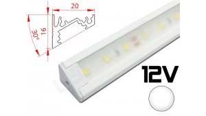 Réglette LED inclinée 30° 20x16mm Couleur Blanche Camping Car/Utilitaire 12V