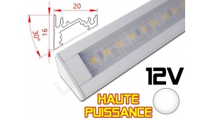 Réglette LED Inclinée 30° Haute Puissance 20x16mm - Couleur Blanche Camping Car/Utilitaire 12V