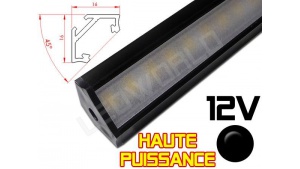 Réglette LED Haute Puissance inclinée 45° 16x16mm Couleur Noire Camping Car/Utilitaire 12V