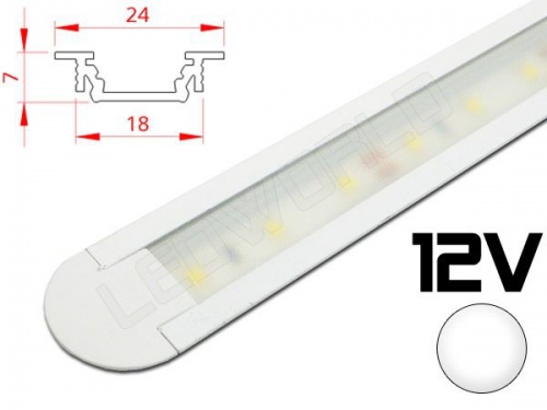 Réglette LED castrable 24x7mm Couleur blanche Camping Car/Utilitaire 12V