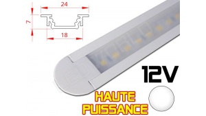 Réglette LED Encastrable Haute Puissance 24x7mm - Couleur Blanche Camping Car/Utilitaire 12V