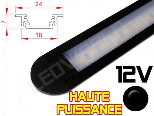 Réglette LED Encastrable Haute Puissance 24x7mm - Couleur Alu Camping Car/Utilitaire 12V