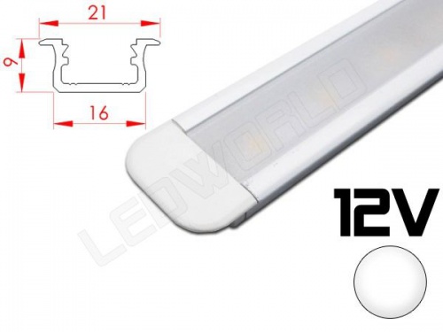 Réglette LED Encastrable 21x9mm Couleur blanche Camping Car/Utilitaire 12V