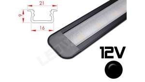 Réglette LED Encastrable 21x9mm Couleur Noire Camping Car/Utilitaire 12V