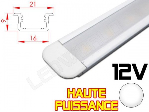 Réglette LED Encastrable Haute Puissance 21x9mm - Couleur Alu Camping Car/Utilitaire 12V