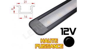 Réglette LED Encastrable Haute Puissance 21x9mm - Couleur Noire Camping Car/Utilitaire 12V