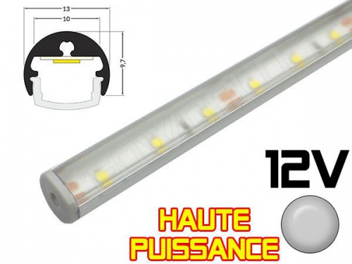 Réglette LED Orientable Haute Puissance Ø13mm - Couleur Alu Camping Car/Utilitaire 12V