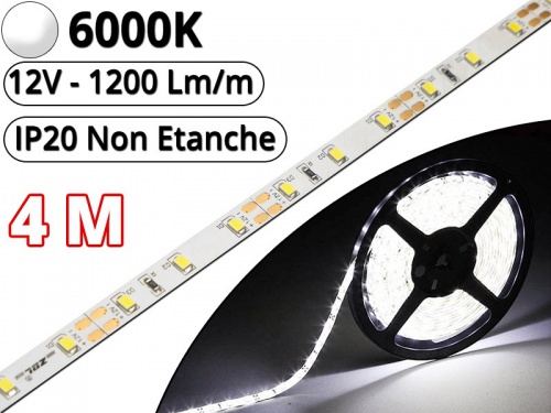 Ruban Led Pro Blanc Pur 6000K -4 mètre-IP20