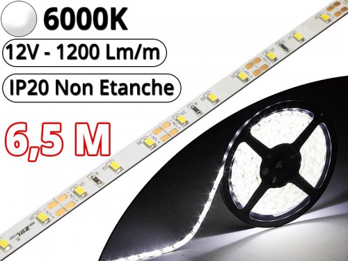 Ruban Led Pro Blanc Pur 6000K -6,5 mètres-IP20