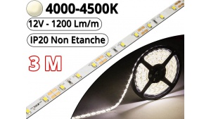 Ruban Led Pro Blanc Naturel 4500K - 3 mètres - IP20