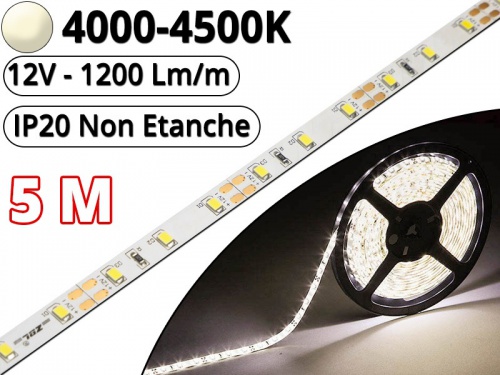 Ruban Led Pro Blanc Naturel 4500K -5 mètres-IP20