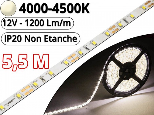 Ruban Led Pro Blanc Naturel 4500K -5,5 mètres-IP20