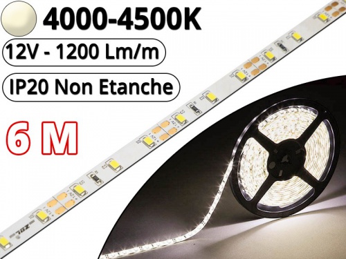 Ruban Led Pro Blanc Naturel 4500K -6 mètres-IP20