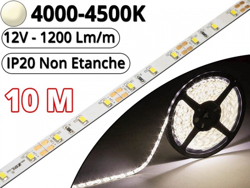 Ruban Led Pro Blanc Naturel 4500K -10 mètres-IP20