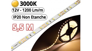 Ruban Led Pro Blanc Chaud 3000K - 5,5 mètres - IP20