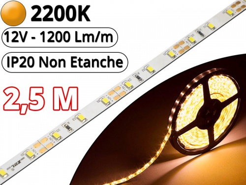 Ruban Led Pro Blanc Extra Chaud 2200K - 2,5 mètres-IP20