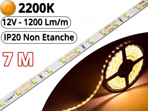 Ruban Led Pro Blanc Extra Chaud 2200K - 7 mètres-IP20