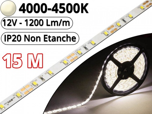 Ruban Led Pro Blanc Naturel 4500K - 15 mètres-IP20