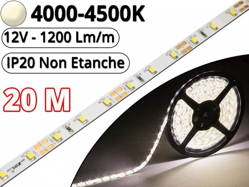 Ruban Led Pro Blanc Naturel 4500K - 20 mètres-IP20