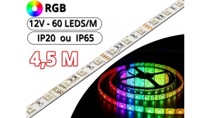 Kit Ruban Led RGB Pro 4,5 Mètres - 12V - 60L/M - 14.4 W/M