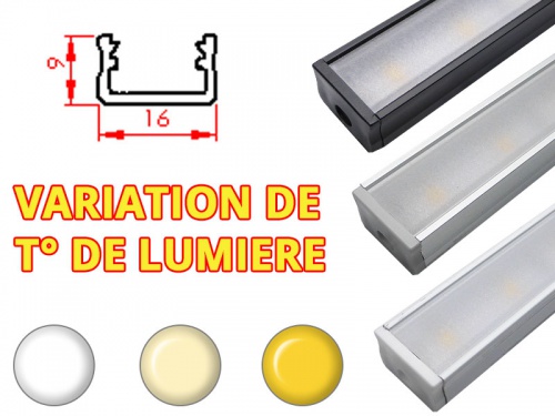 Réglette LED Plate 16x9mm-Changement Température (CCT) + Alimentation 12V