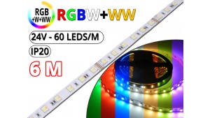 Kit Ruban Led RGB CCT (RGBW+WW) - Pro 6 Mètres - 24V - 60L/M-24 W/M-IP20