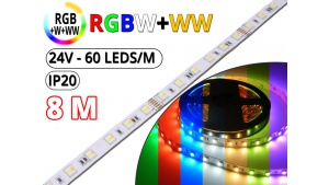 Kit Ruban Led RGB CCT (RGBW+WW) - Pro 8 Mètres - 24V - 60L/M-24 W/M-IP20