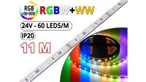 Kit Ruban Led RGB CCT (RGBW+WW) - Pro 11 Mètres - 24V - 60L/M-24 W/M-IP20