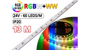 Kit Ruban Led RGB CCT (RGBW+WW) - Pro 13 Mètres - 24V - 60L/M-24 W/M-IP20