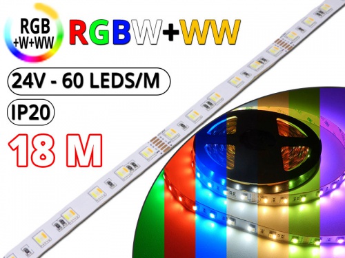 Ruban Led RGB CCT (W+WW) Pro - 18 Mètres 2M- IP20 - 24V