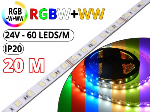Kit Ruban Led RGB CCT - RGBW+WW Pro 24V - 20 mètres 20M + Alimentation
