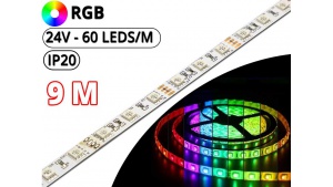 Kit Ruban Led RGB Pro Haute Puissance - 9 Mètres - 24V - 60L/M - 14 W/M