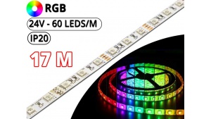 Kit Ruban Led RGB Pro Haute Puissance - 17 Mètres - 24V - 60L/M - 14 W/M