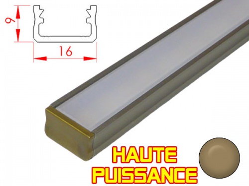 Réglette LED plate Haute Puissance - 16x9mm - Noire + Alimentation 12V