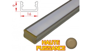 Réglette LED plate Haute Puissance - 16x9mm - Bronze + Alimentation 12V