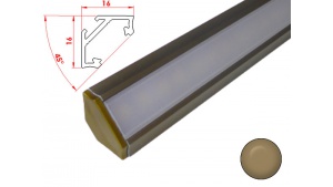 Réglette LED Inclinée 45° - 16x16mm - Bronze + Alimentation 12V