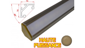 Réglette LED Inclinée 45° Haute Puissance - 16x16mm - Bronze + Alimentation 12V