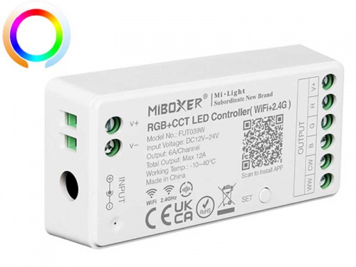 Contrôleur RGW+WW (RGB CCT) MiLight Wifi bluetooth 12-24v - 2.4 Ghz - Multizones