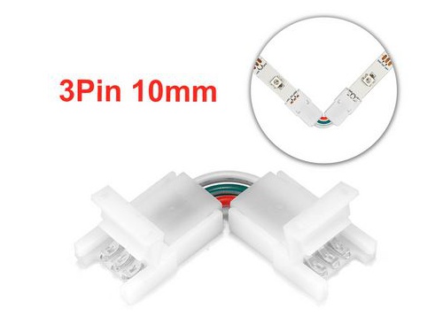 2 connecteurs angle 90° 10mm pour ruban LED